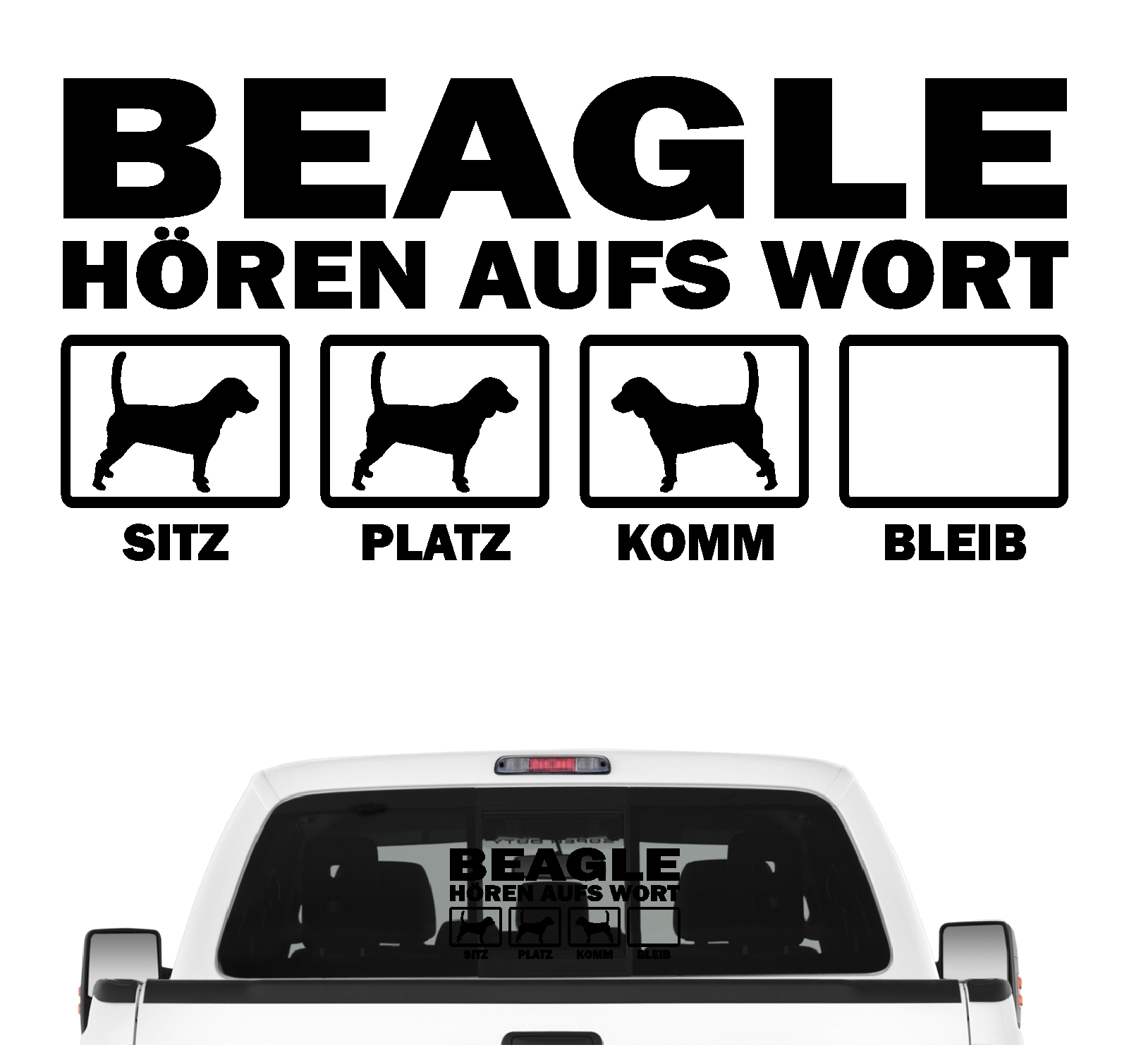 Beagle English Beagel Dog  Hört aufs Wort Hunde Aufkleber Sticker Autoaufkleber