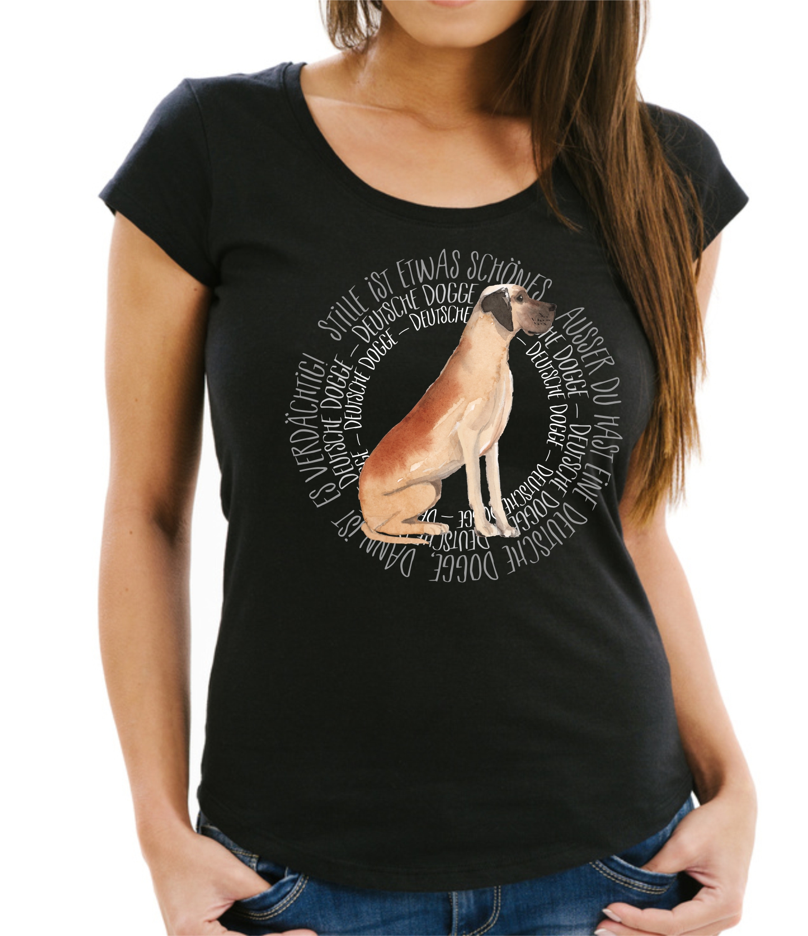 DEUTSCHE DOGGE DAMEN T-SHIRT CIRCLE Watercolor by SIVIWONDER