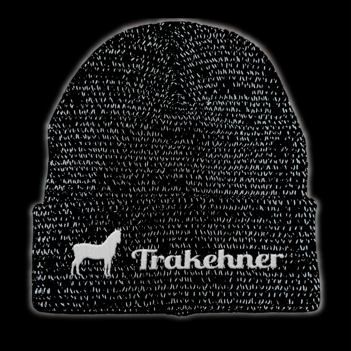 Trakehner reflektierende Mütze Stickerei Pferd Winter Strickmütze reflex Beanie warm