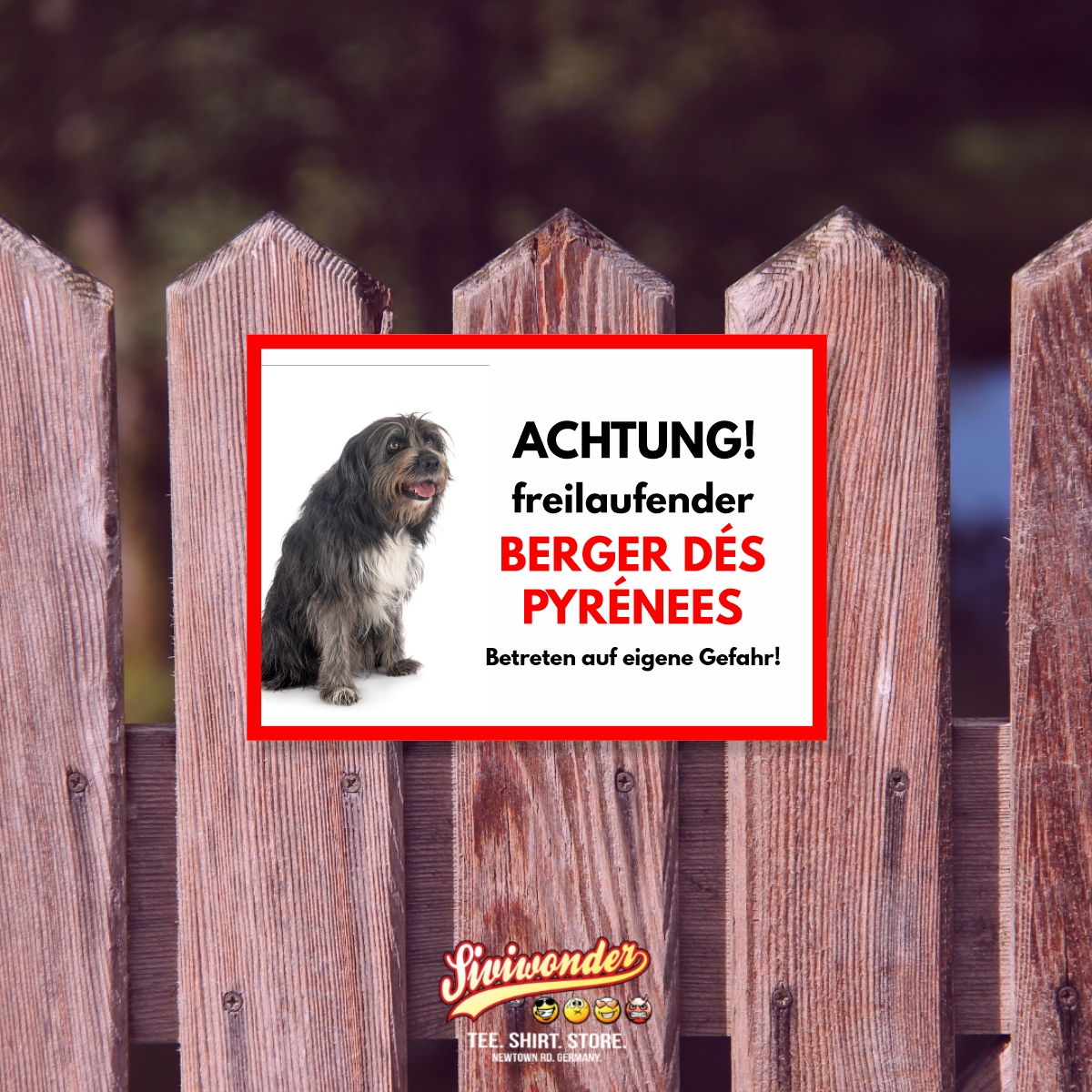 Berger Des Pyrenees Freilaufender Hund Dog Schild Spruch Türschild Hundeschild Warnschild