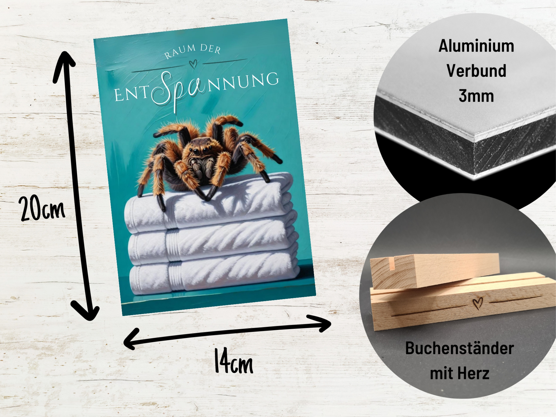 Spinne Vogelspinne  Schild Wellness Handtuch Entspannung  Schild Spruch