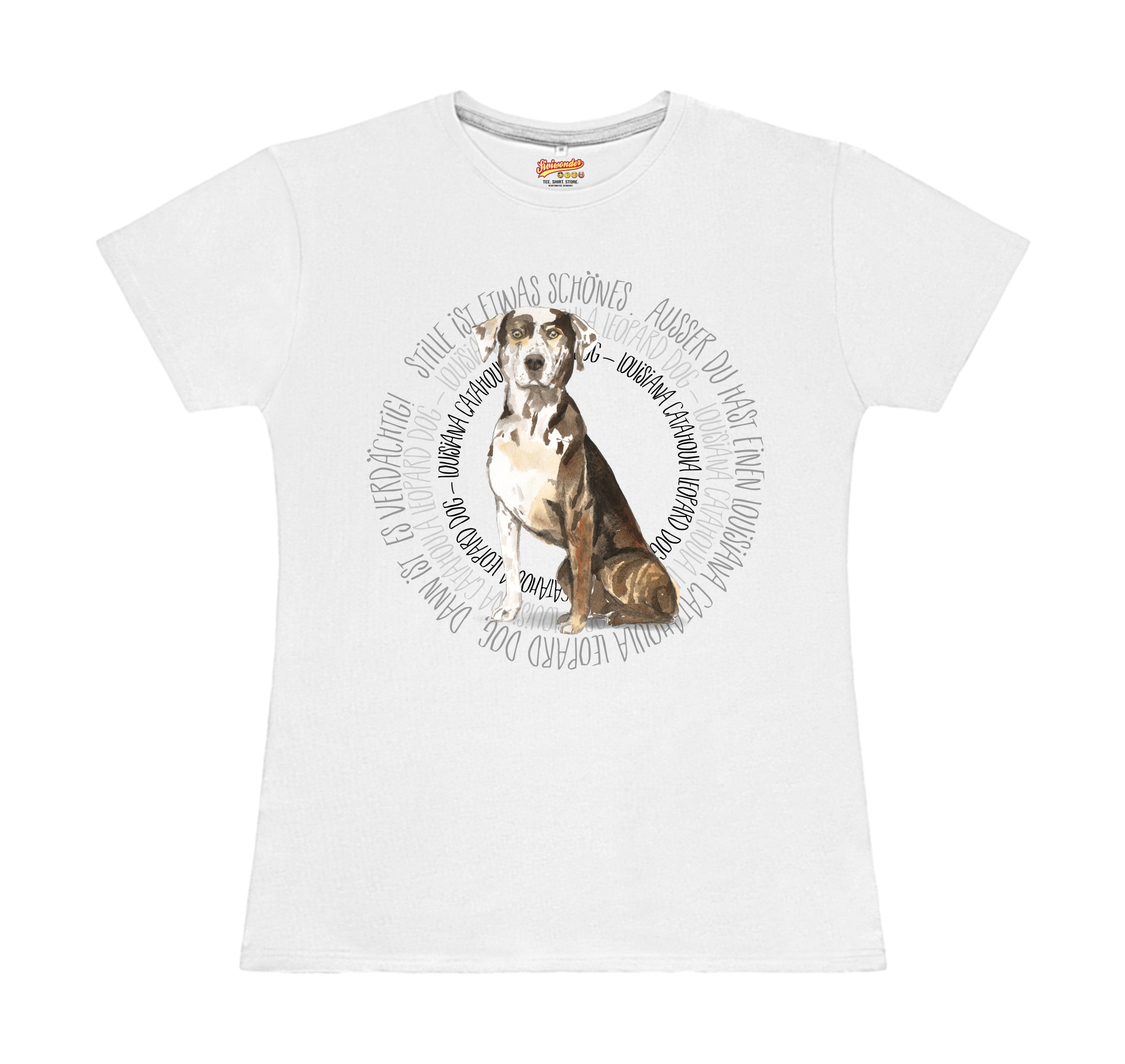 LOUISIANA CATAHOULA LEOPARD DOG DAMEN T-SHIRT CIRCLE Watercolor by SIVIWONDER