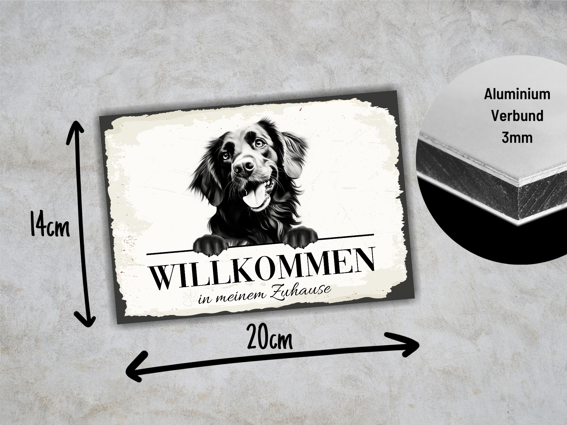Hundeschild Willkommen Zuhause Flat Coated Retriever Schild Achtung Spruch