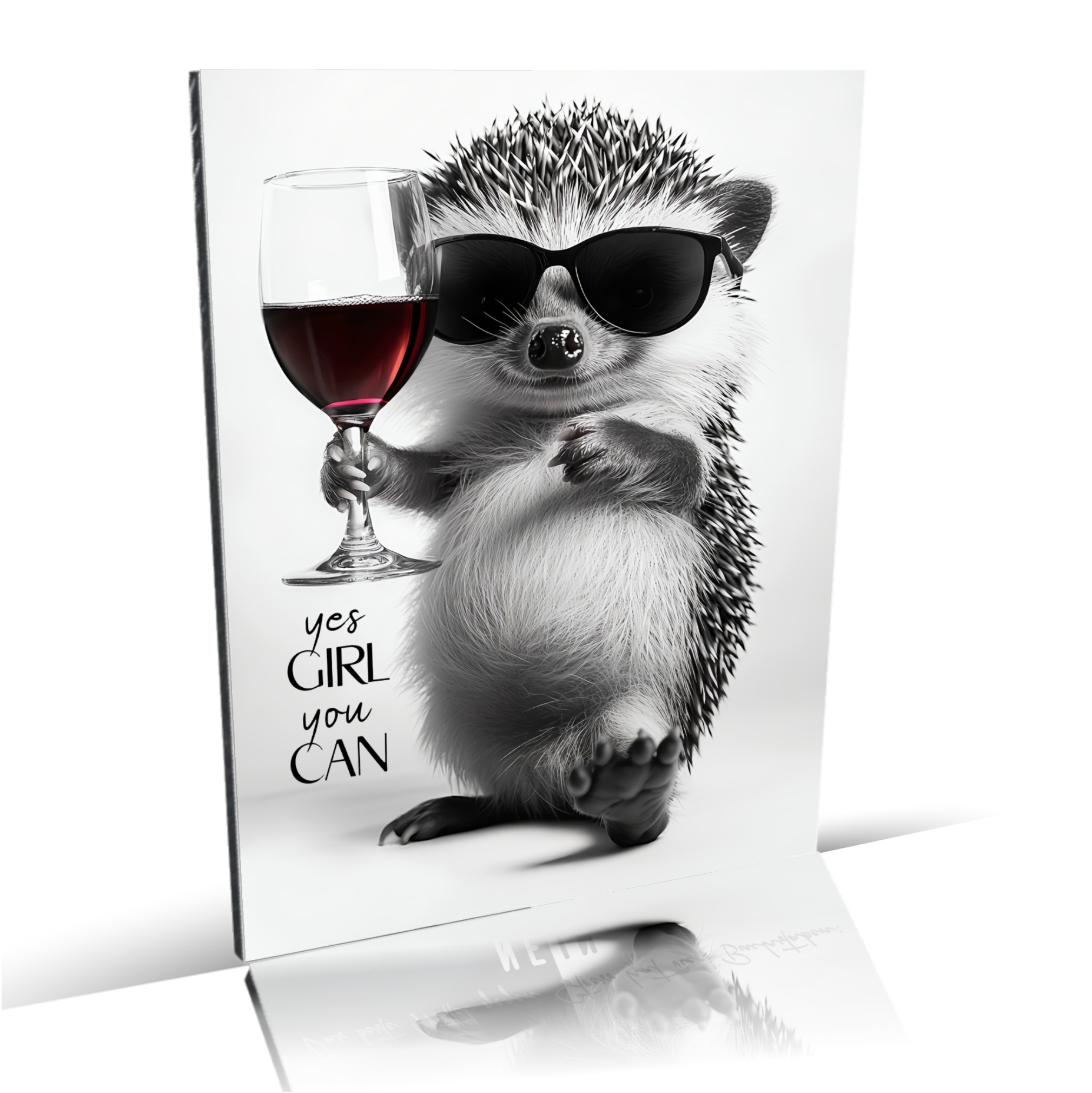 Schild Igel Artprint Wein Spruch Deko Wanddekor Geschenkidee Quotes Weinliebhaber