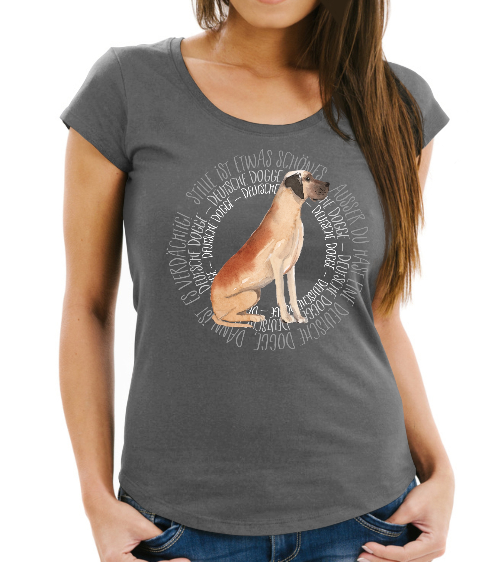 DEUTSCHE DOGGE DAMEN T-SHIRT CIRCLE Watercolor by SIVIWONDER