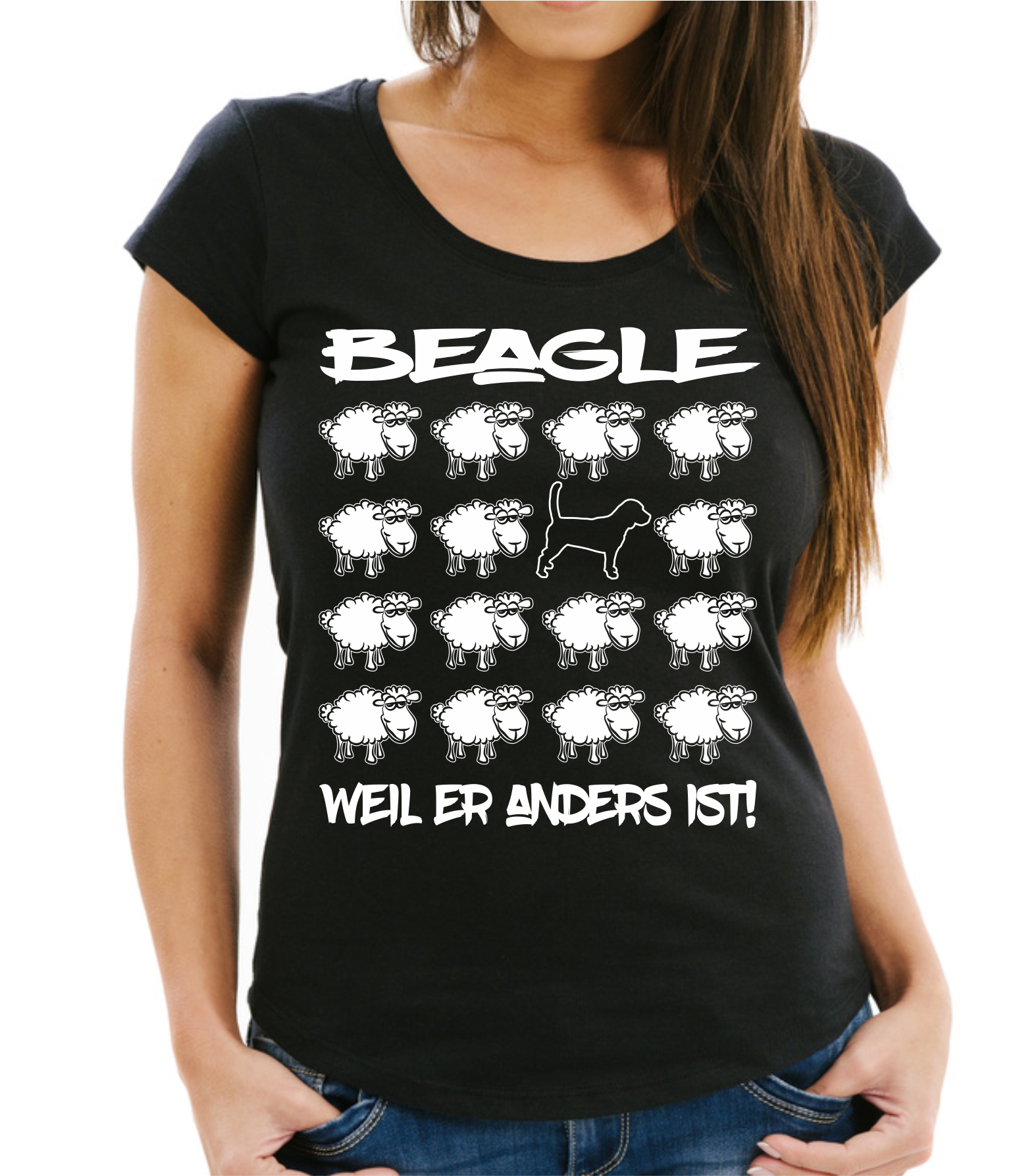 BEAGLE DAMEN T-SHIRT BLACK SHEEP by SIVIWONDER