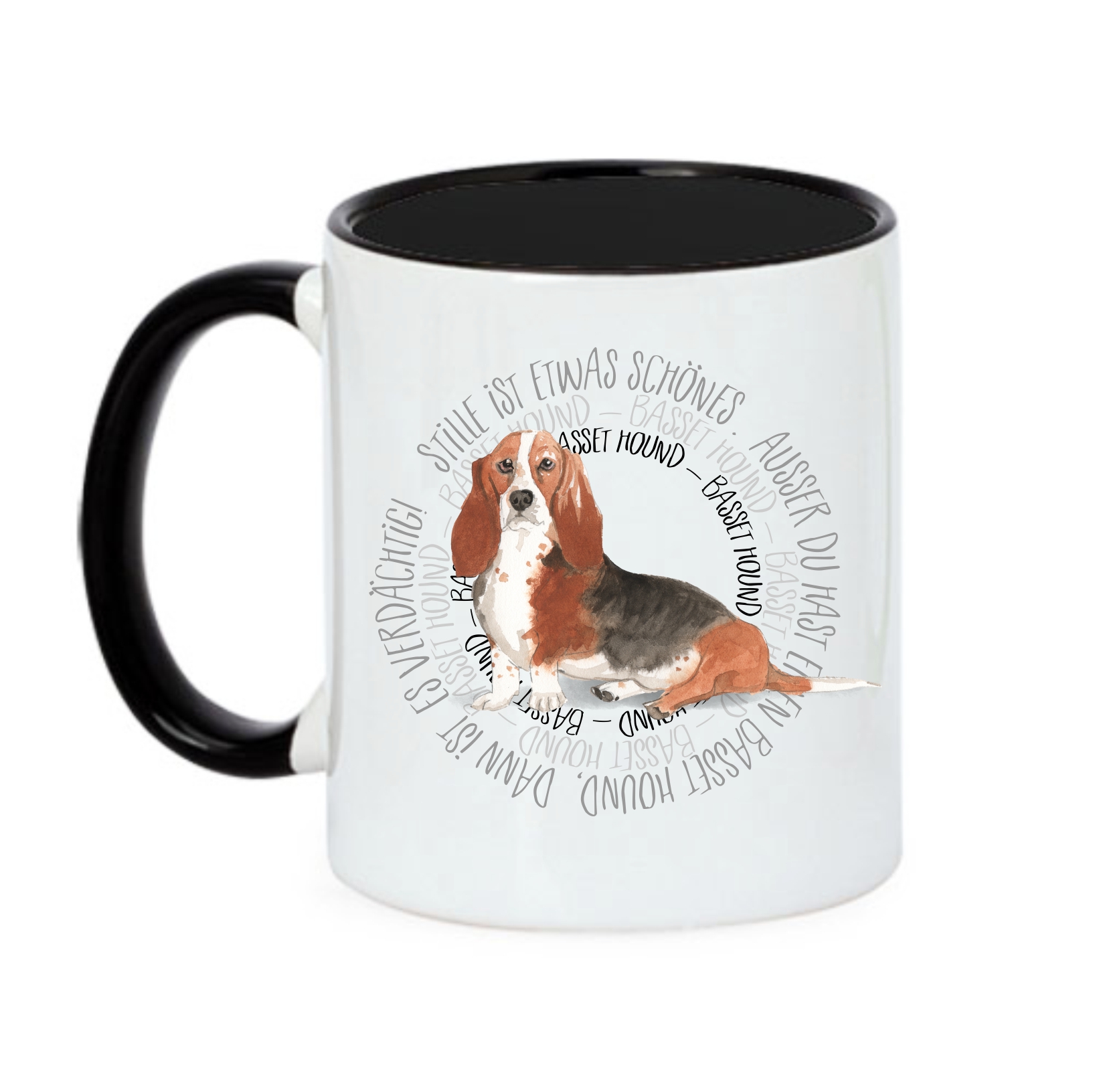 BASSET HOUND TASSE CIRCLE WATERCOLOUR Motiv by SIVIWONDER