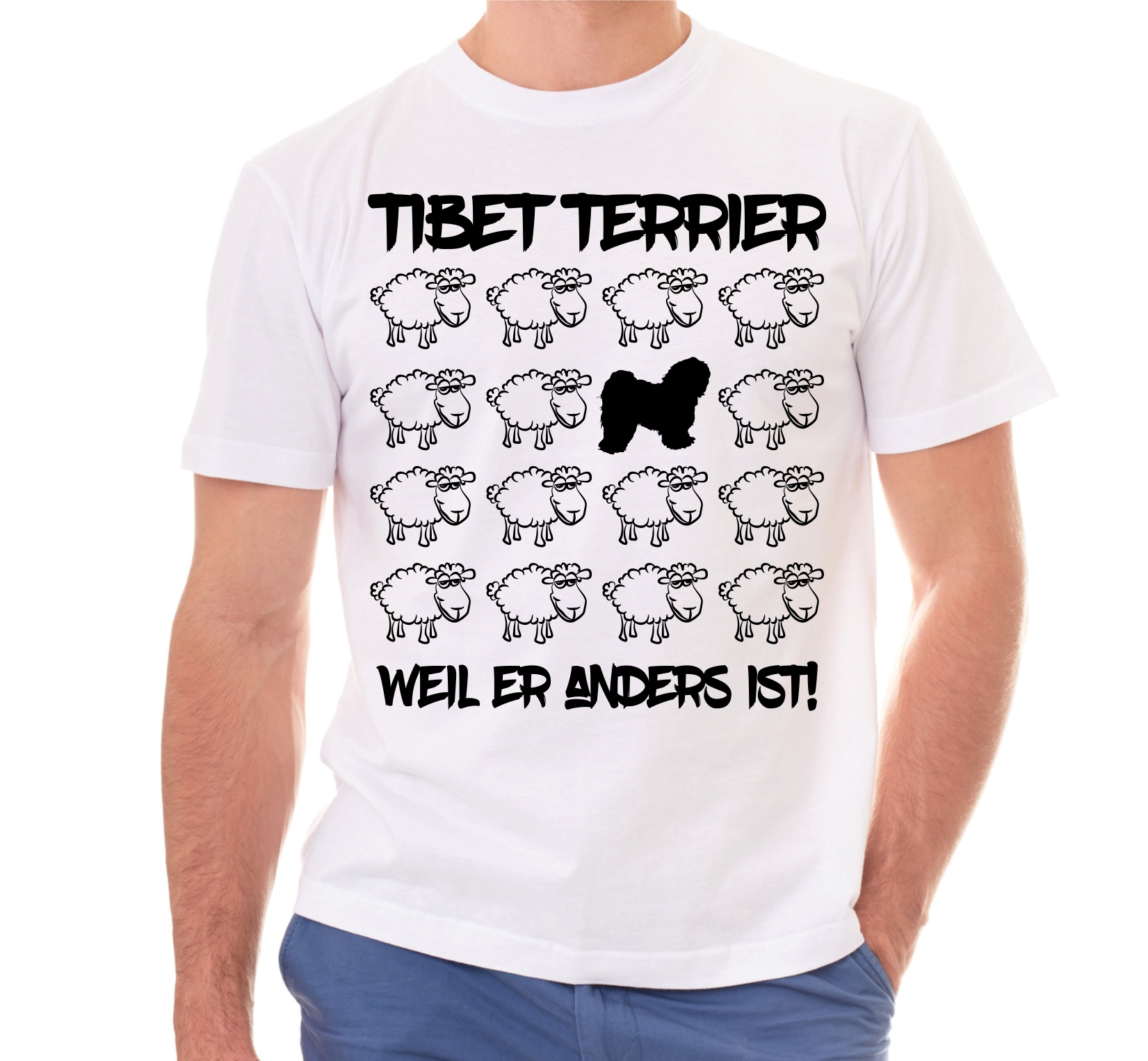 TIBET TERRIER UNISEX T-SHIRT BLACK SHEEP by SIVIWONDER