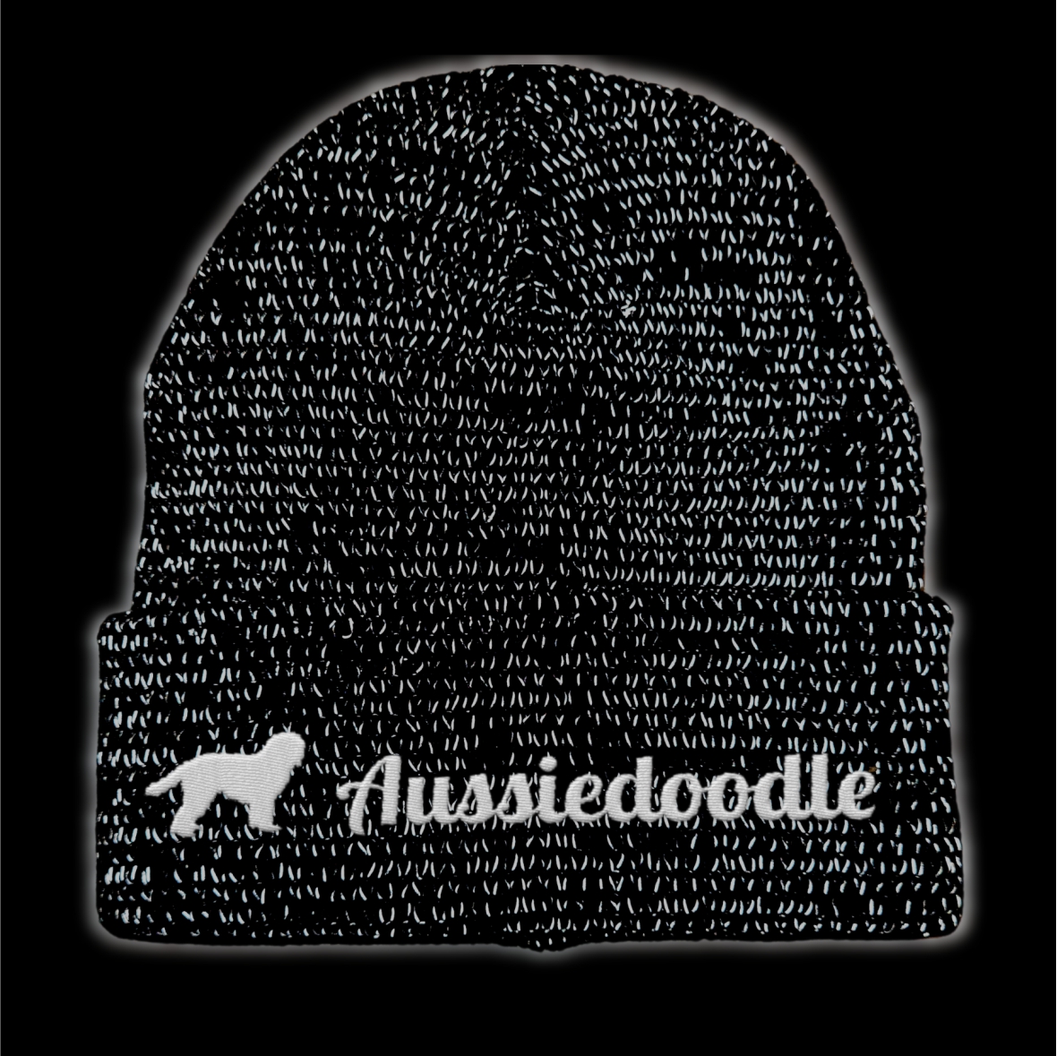 Aussiedoodle reflektierende Mütze Stickerei Hund Winter Strickmütze reflex Beanie warm