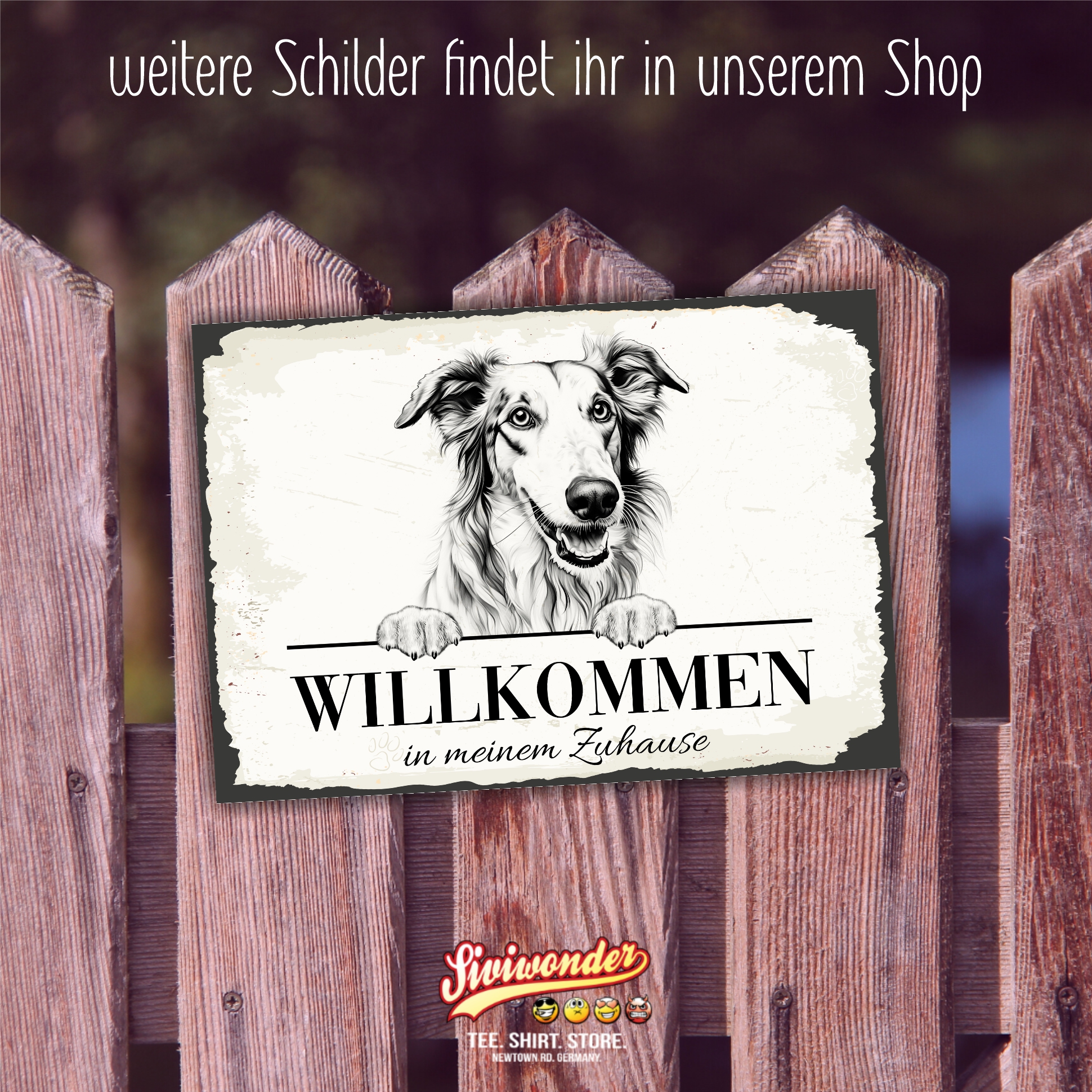 Hundeschild Willkommen Zuhause Barsoi