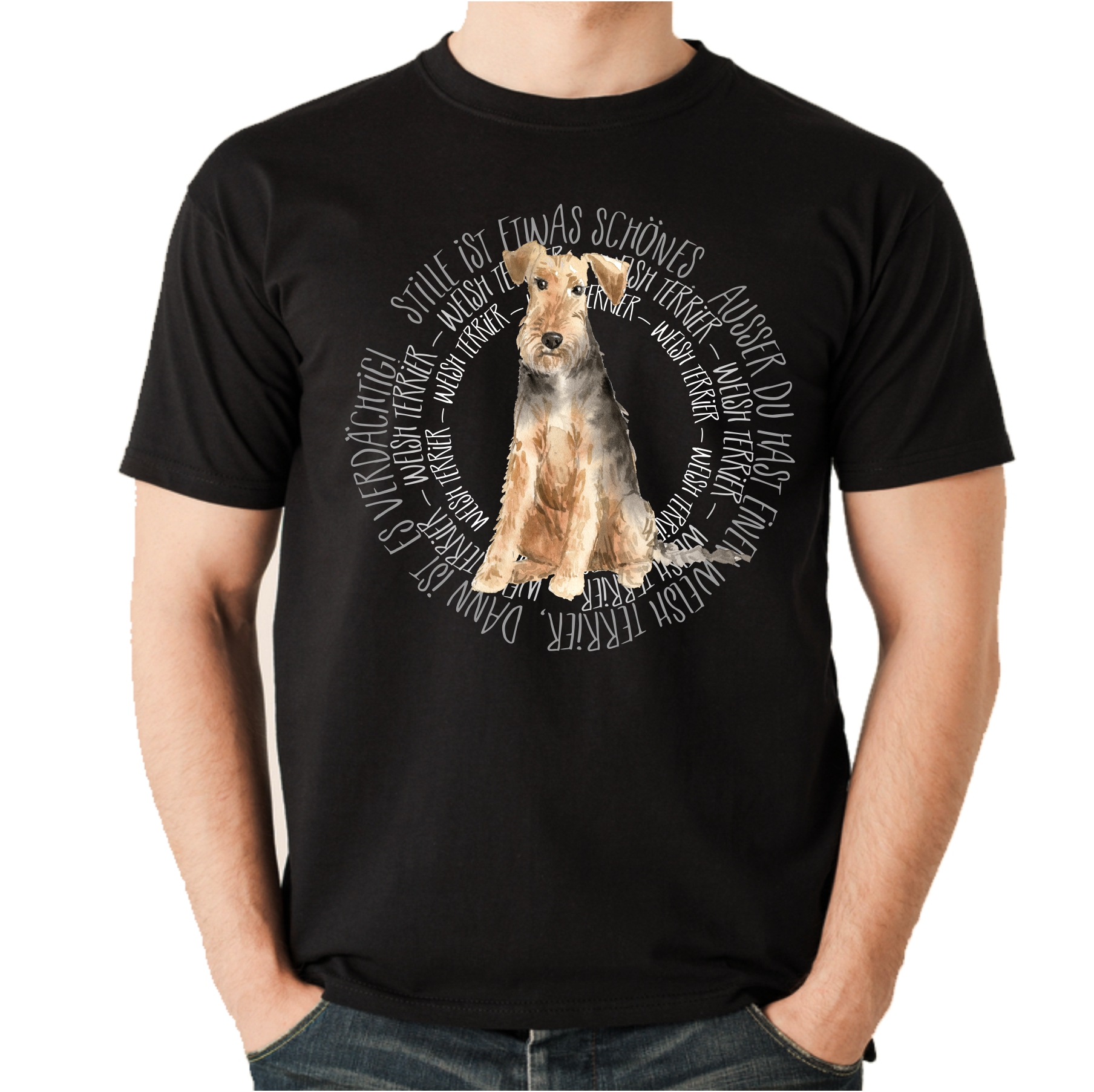 WELSH TERRIER UNISEX T-SHIRT CIRCLE Watercolor by SIVIWONDER