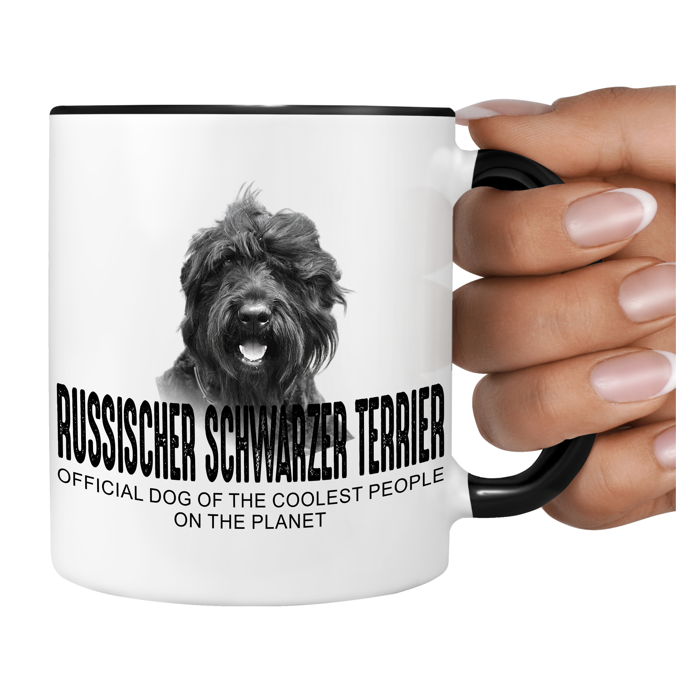 Russischer Schwarzer Terrier Dog Tasse Kaffeetasse Kaffeebecher happy Design by Siviwonder