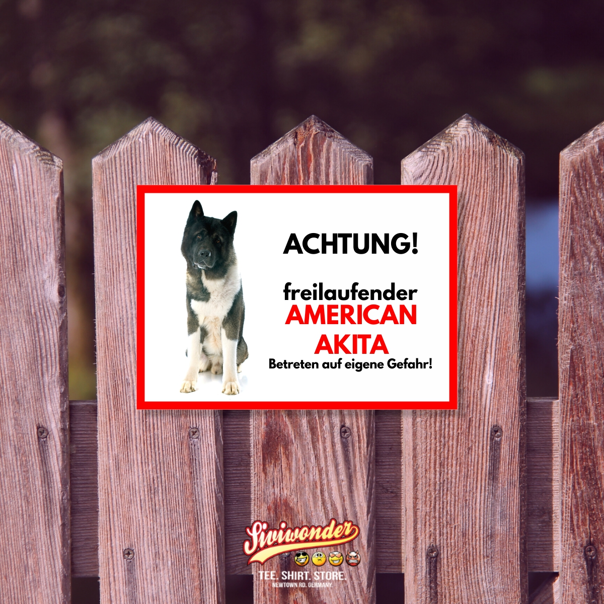 American Akita Freilaufender Hund Dog Schild Spruch Türschild Hundeschild Warnschild