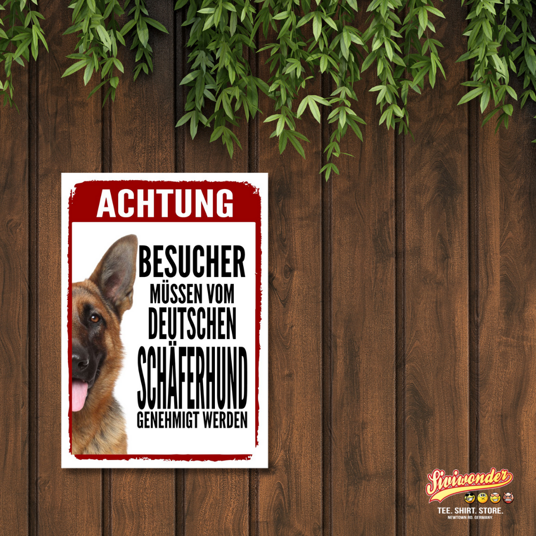 Deutscher Schäferhund Genehmigung Dog Schild Spruch Türschild Hundeschild Warnschild