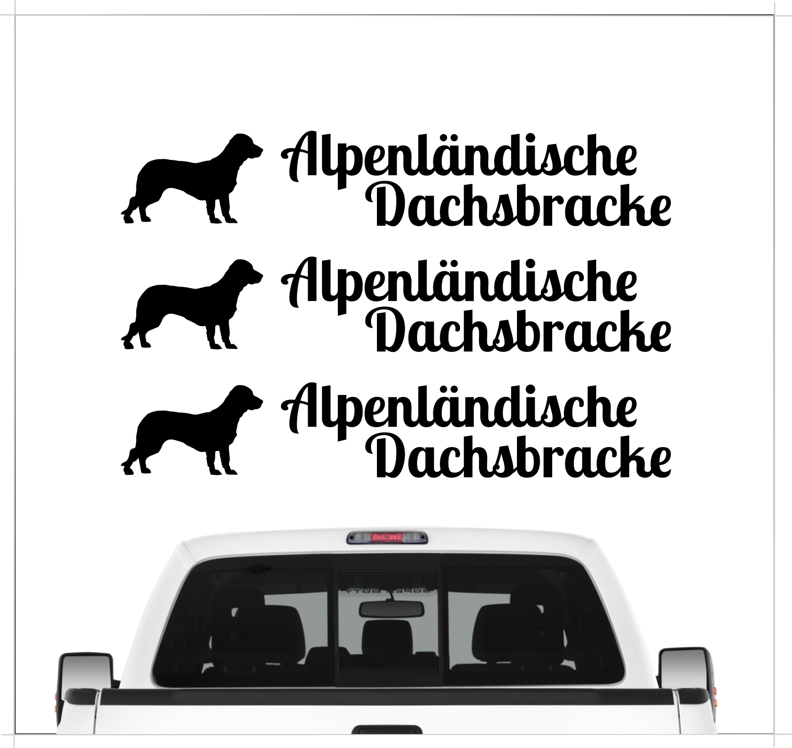 Alpenländische Dachsbracke Aufkleber 3er Set Hundeaufkleber Hundemotiv Hund Folie