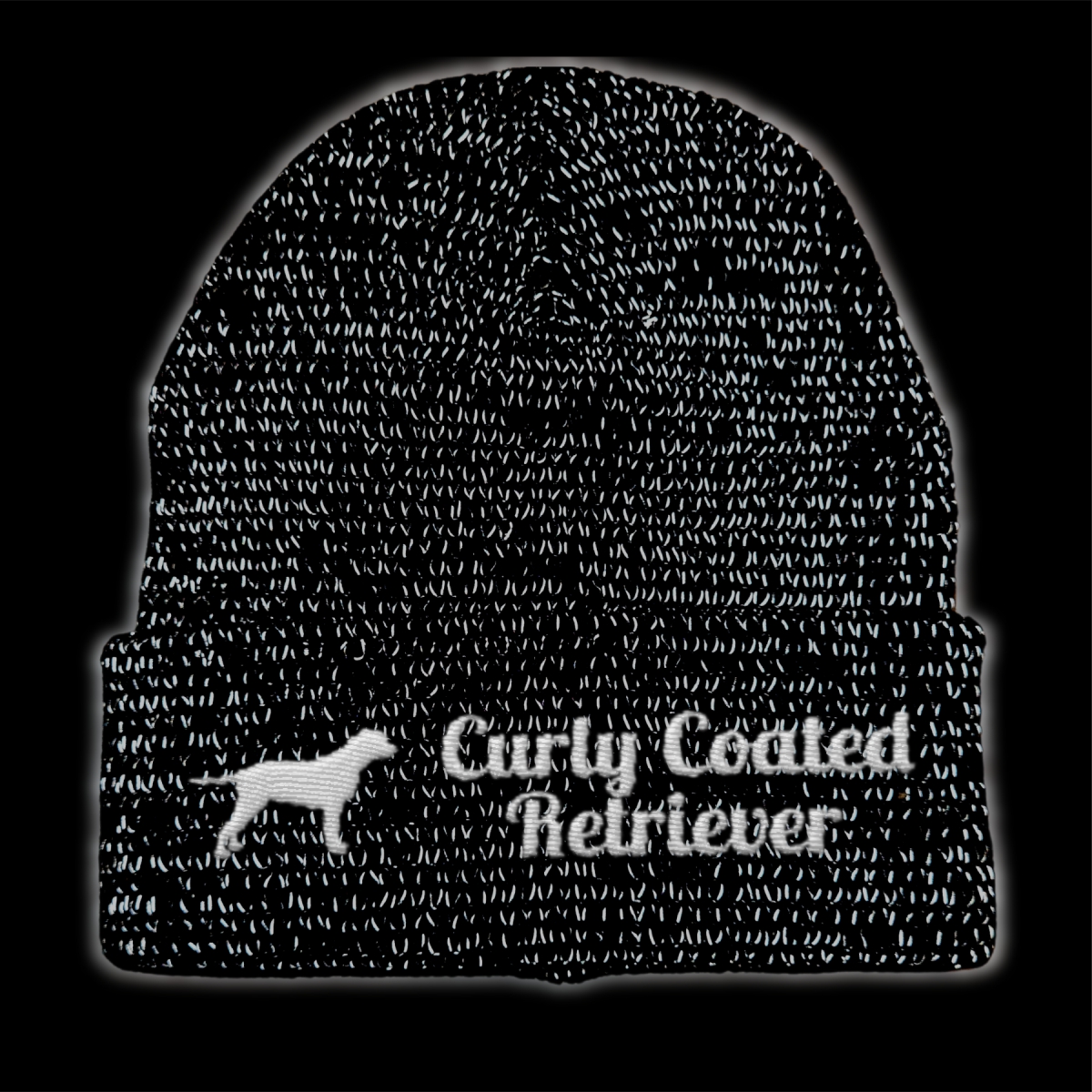 Curly Coated Retriever reflektierende Mütze Stickerei Hund Winter Strickmütze reflex Beanie warm