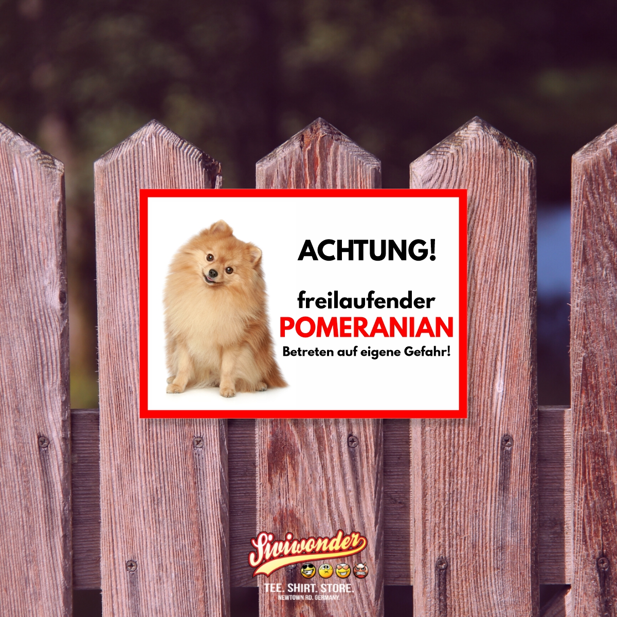 Pomeranian 2 Freilaufender Hund Dog Schild Spruch Türschild Hundeschild Warnschild