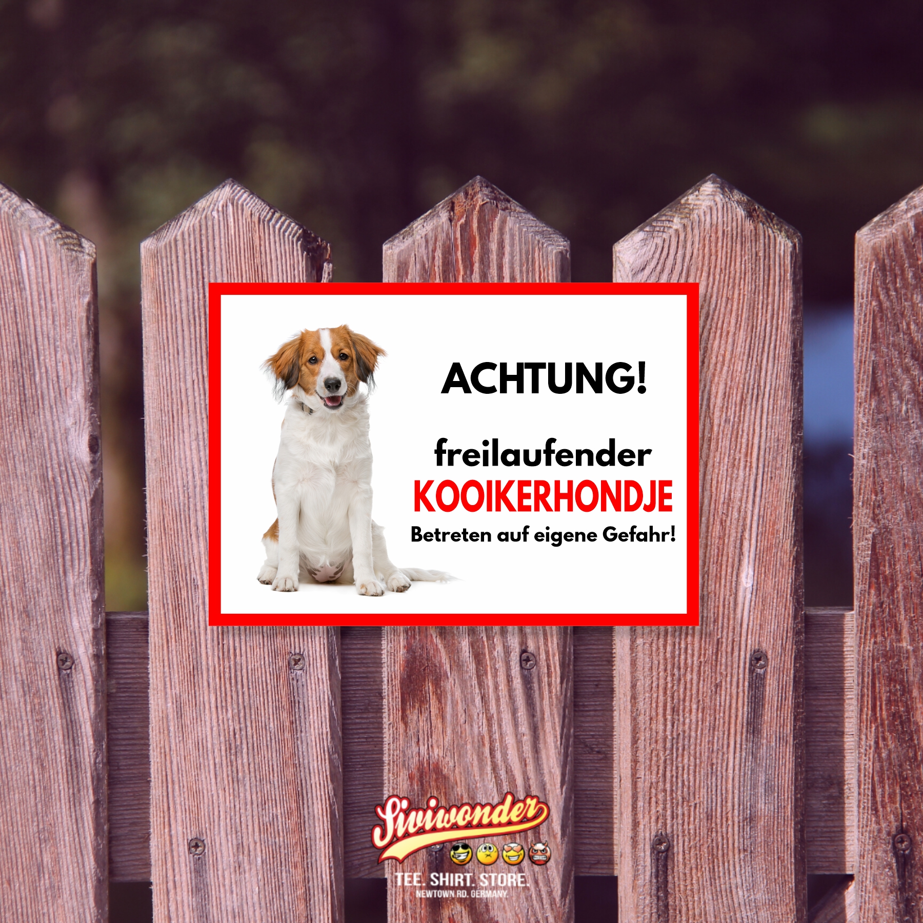 Kooikerhondje Freilaufender Hund Dog Schild Spruch Türschild Hundeschild Warnschild