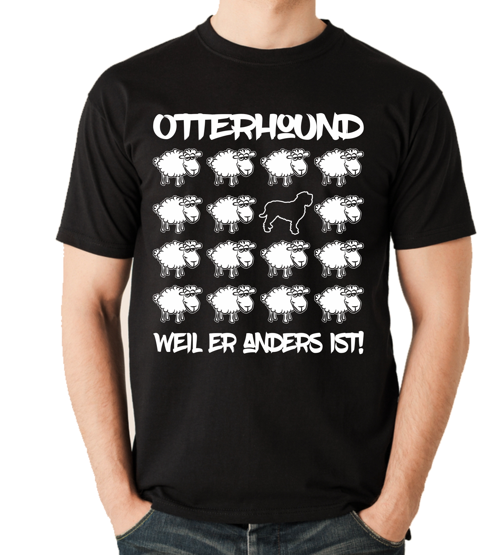 OTTERHOUND UNISEX T-SHIRT BLACK SHEEP by SIVIWONDER