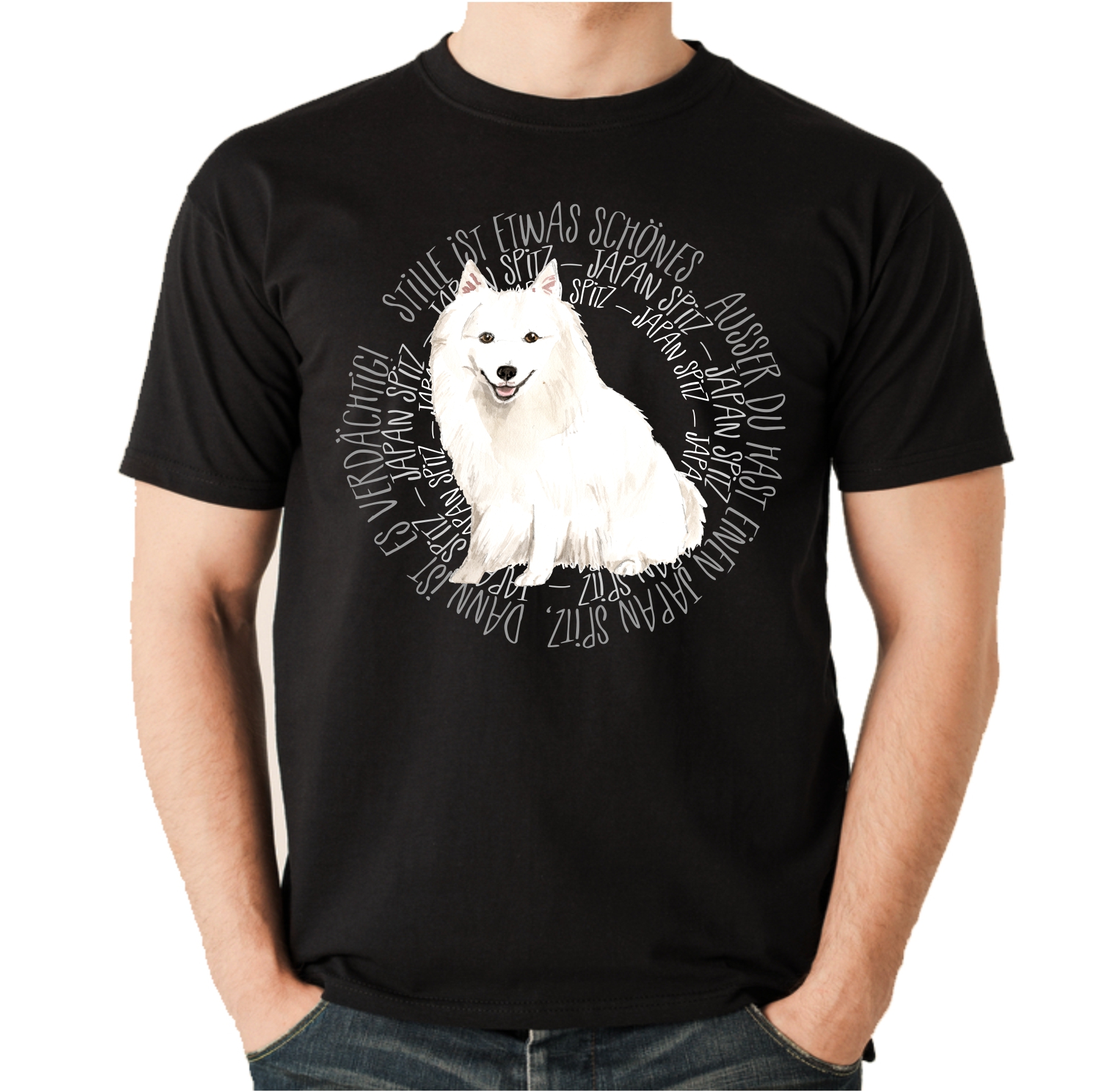 JAPAN SPITZ UNISEX T-SHIRT CIRCLE Watercolor by SIVIWONDER