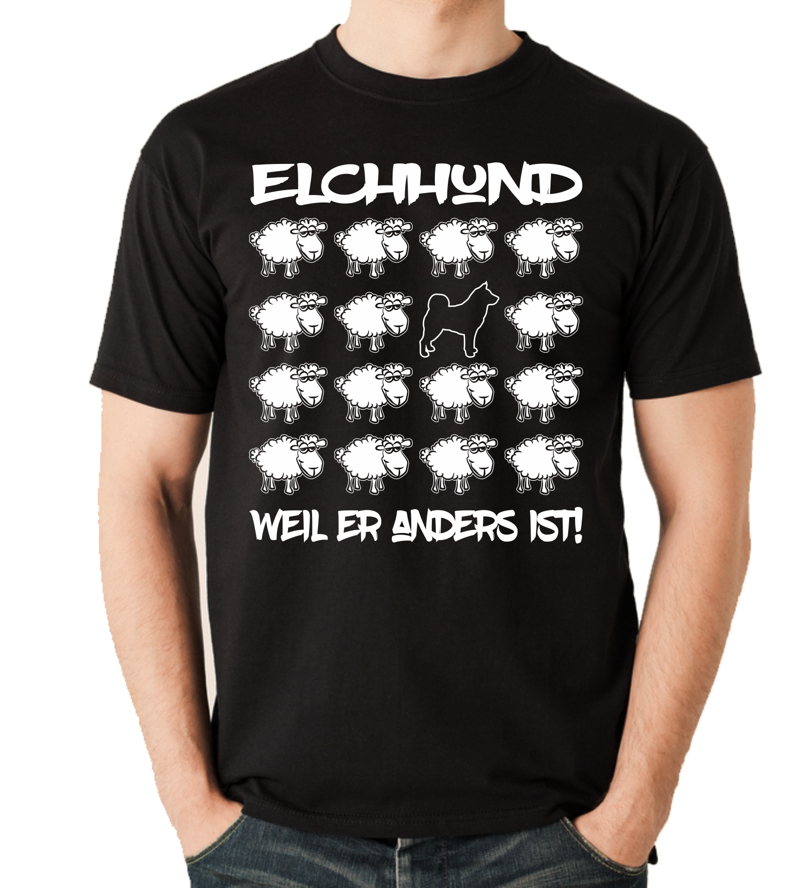 ELCHHUND UNISEX T-SHIRT BLACK SHEEP by SIVIWONDER