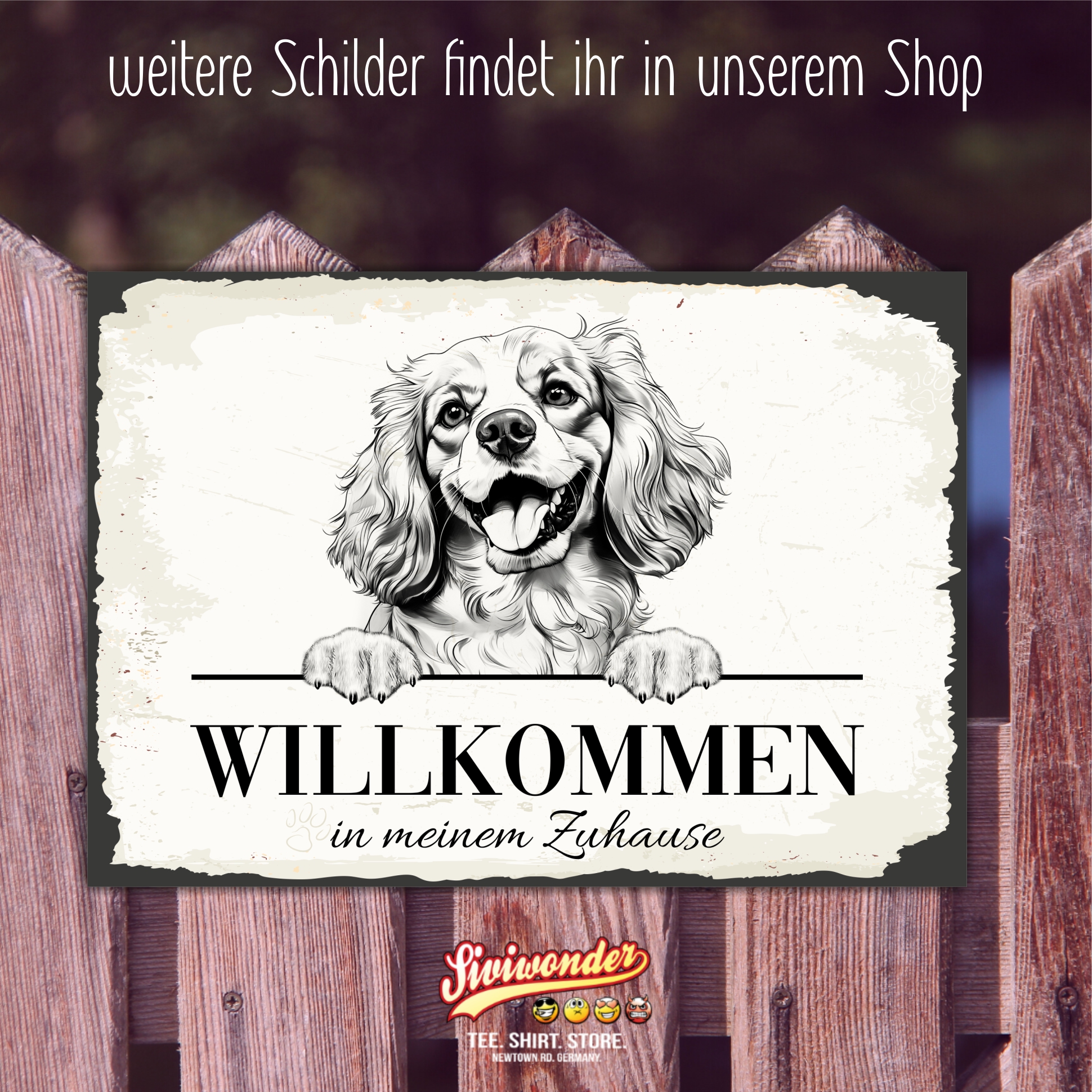 Hundeschild Willkommen Zuhause Cavalier King Charles Spaniel  Schild Achtung