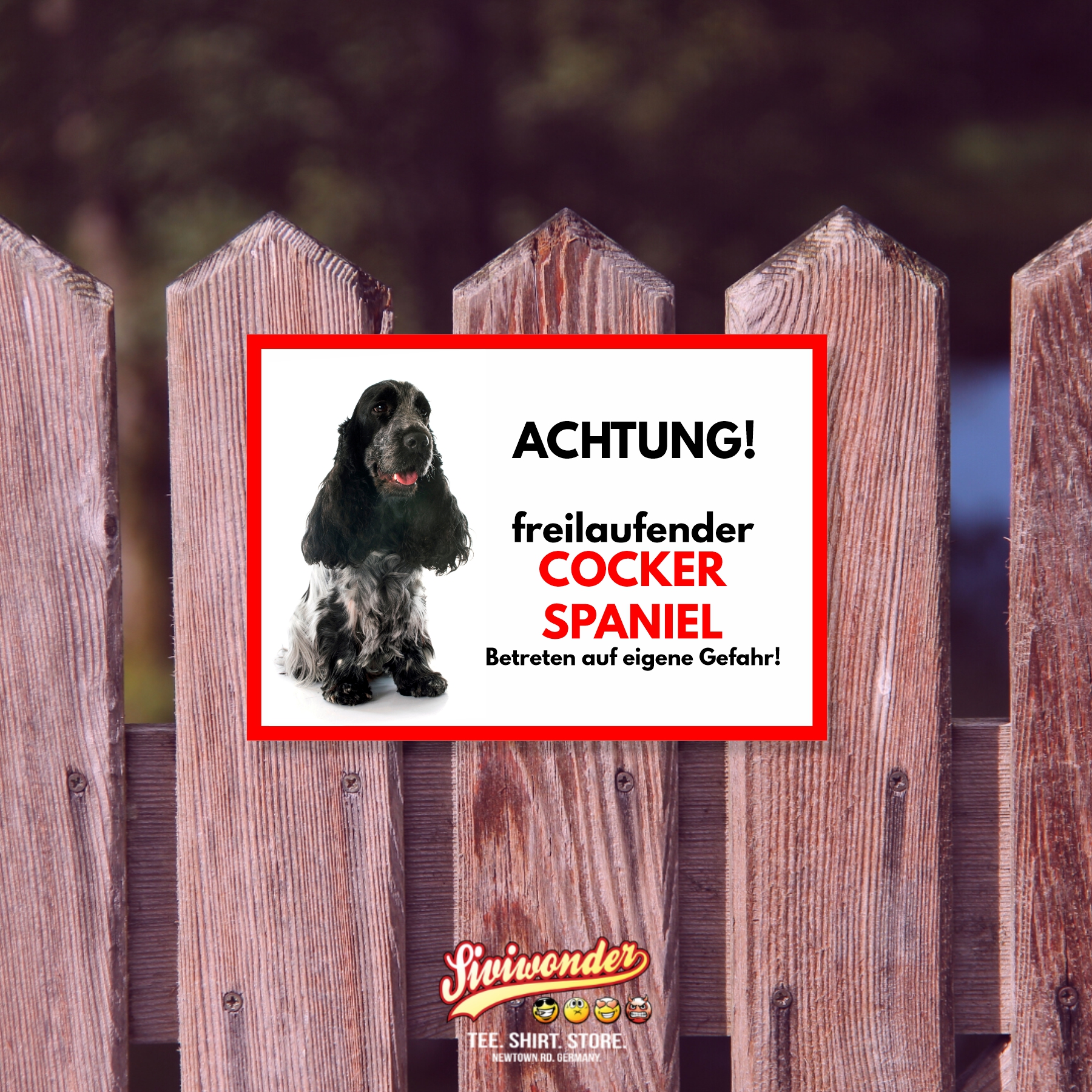 Cocker Spaniel 2 Freilaufender Hund Dog Schild Spruch Türschild Hundeschild Warnschild