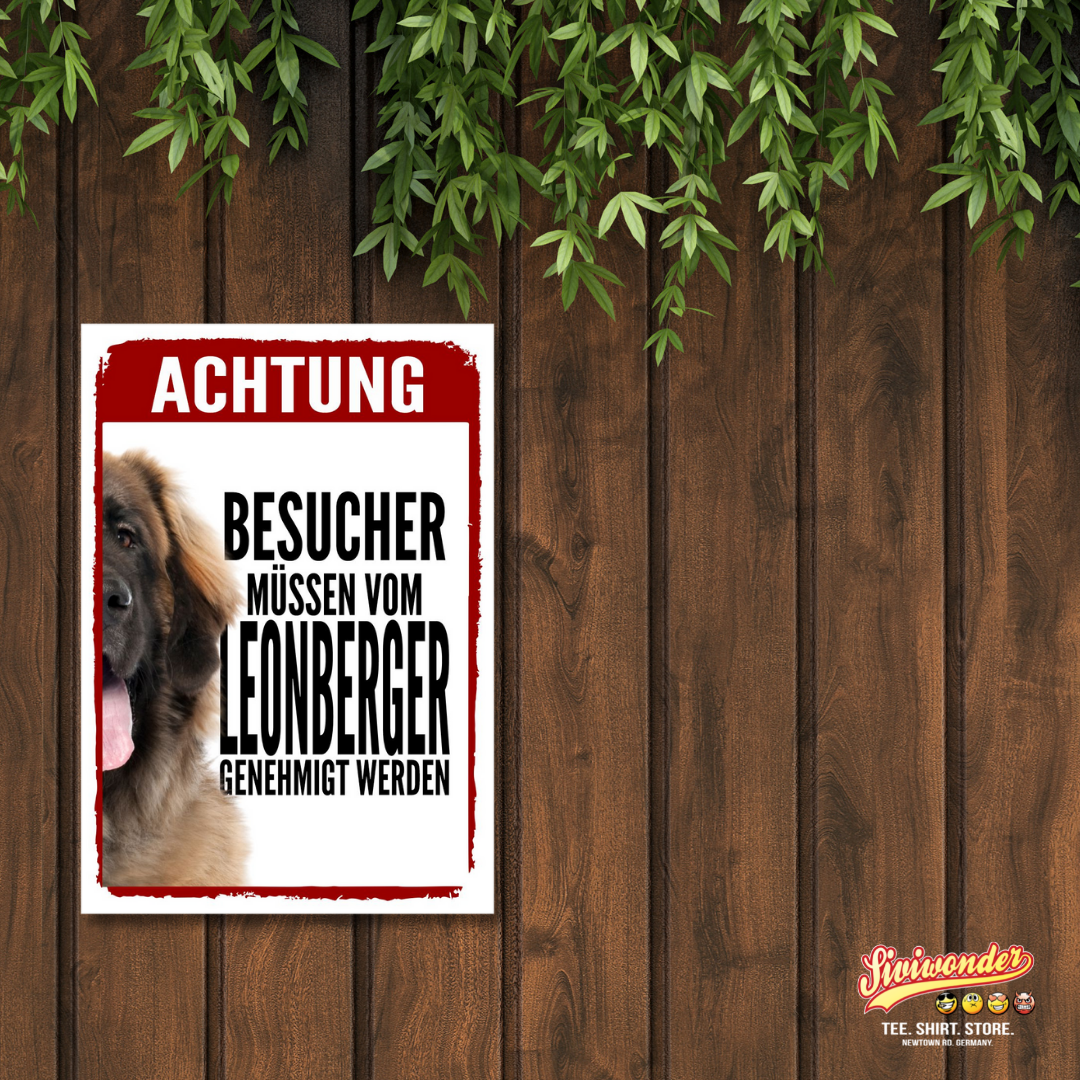 Leonberger Genehmigung Dog Schild Spruch Türschild Hundeschild Warnschild