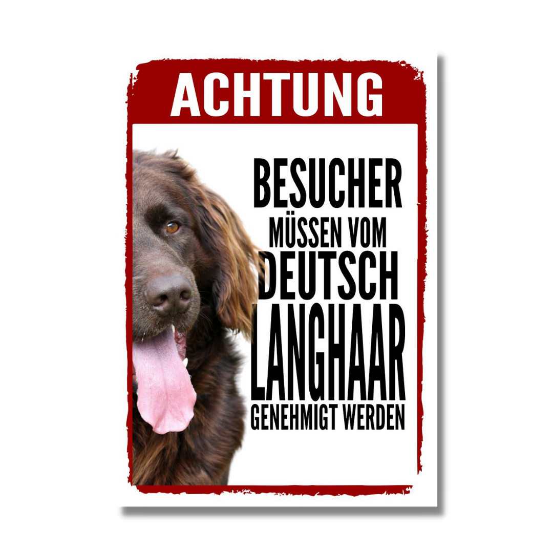 Deutsch Langhaar Genehmigung Dog Schild Spruch Türschild Hundeschild Warnschild
