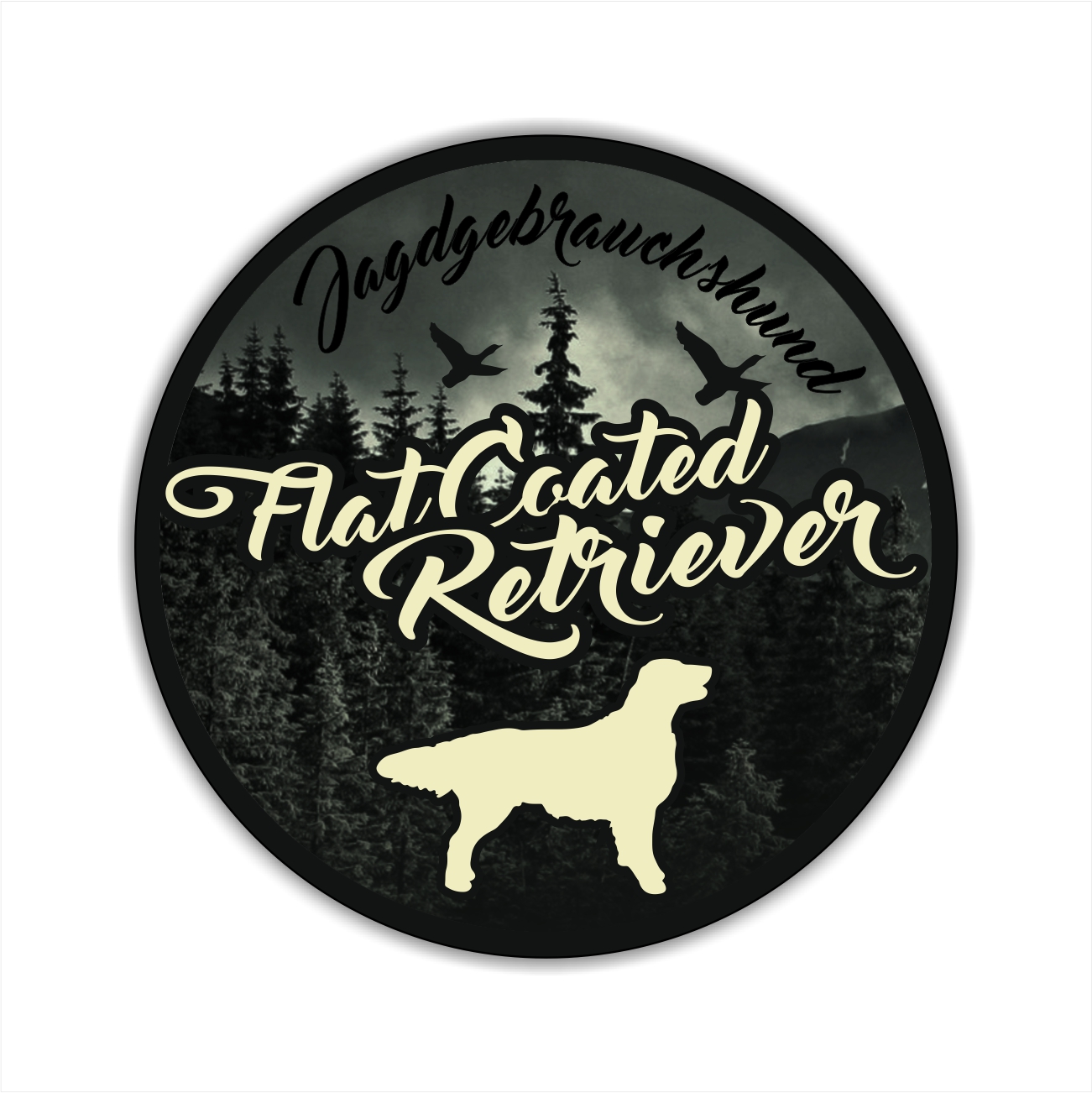 Flat Coated Retriever Flattie Flatcoat der Glatthaarige Retriever Flatte  Jäger Jagdhund Aufkleber Digitaldruck Motiv