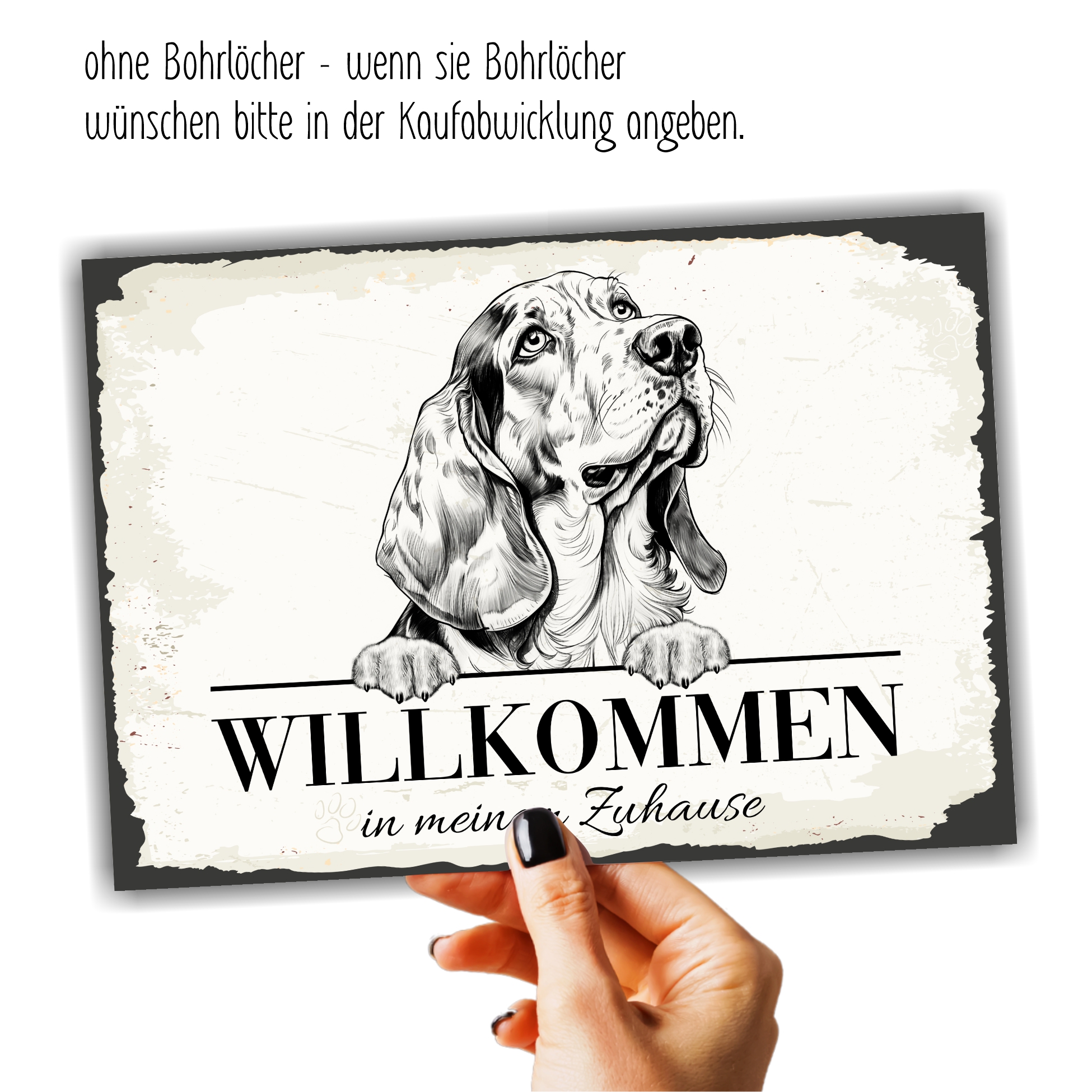 Hundeschild Willkommen Zuhause Basset Hound  Schild Achtung Zaun Frau Spruch Türschild Hundeschild Warnschild  Design by Siviwonder