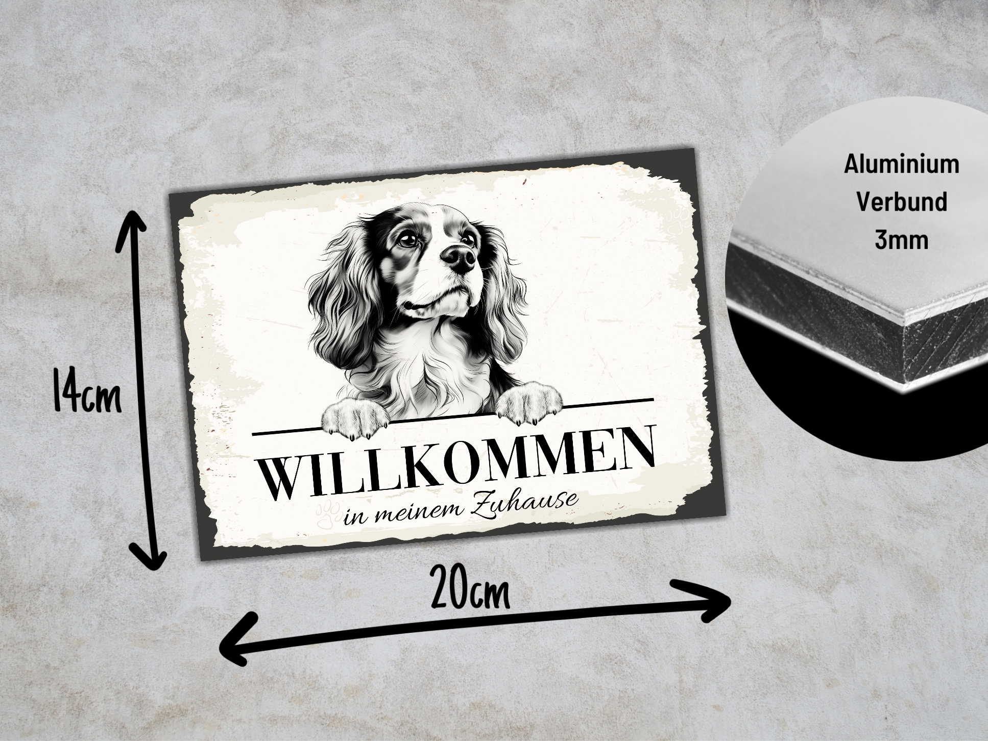 Hundeschild Willkommen Zuhause Cavalier King Charles Spaniel  Schild Achtung