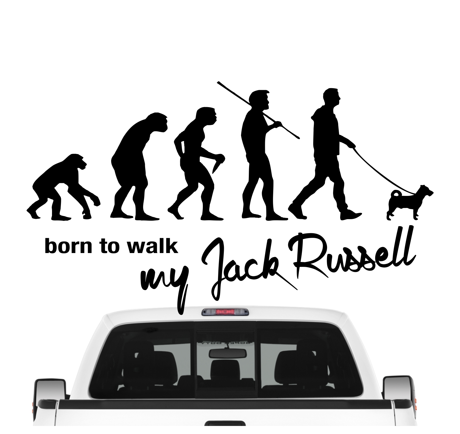 Jack Russell Terrier JRT Jacky Jackie Russel Evolution Born to Walk Hunde Aufkleber Sticker Autoaufkleber Wandtattoo Tattoo