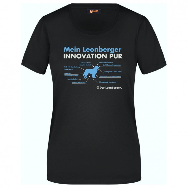 Leonberger Damen T-Shirt Innovation Hundemotiv Leo Gentle Lion Dog Schwarz