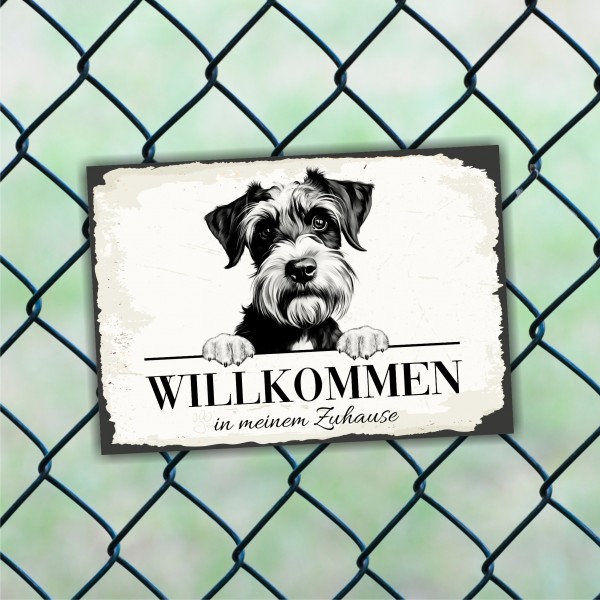 Hundeschild Willkommen Zuhause Schnauzer Schild Achtung Spruch