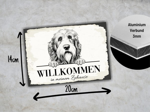 Hundeschild Willkommen Zuhause Bearded Collie Beardie Schild