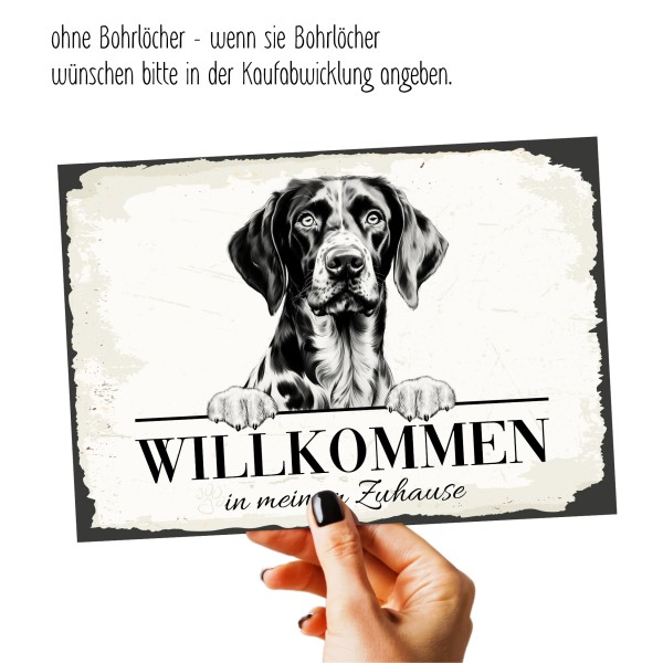 Hundeschild Willkommen Zuhause Deutsch Kurzhaar Schild Achtung Spruch
