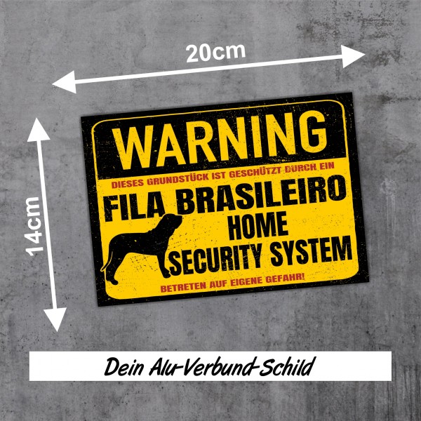 Fila Brasileiro Schild Warning Security System Türschild Hundeschild Warnschild Schild Hund