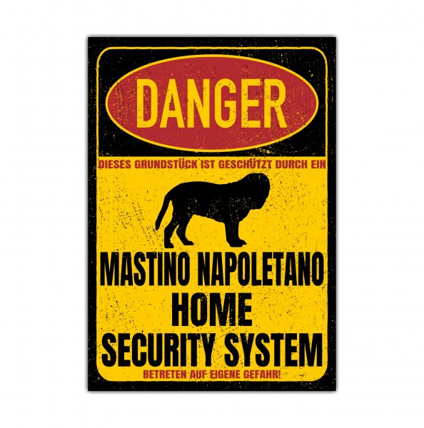 Mastino Napoletano Italian Türschild Danger Security System Warnschild Hund Schilder Hundeschild