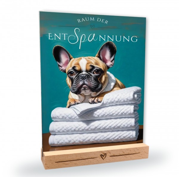 Hundeschild Deko Badezimmer Wellness French Bulldog Schild Spruch