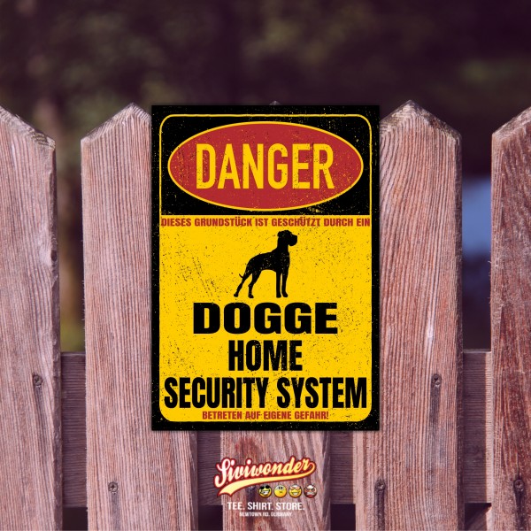 Dogge deutsche Great Dane Grand Danois Dog Türschild Danger Security System Warnschild Hund Schilder Hundeschild happy Design by Siviwonder