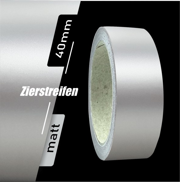 Zierstreifen Matt silber metallic 40mm in in 10 m Länge für Auto Boot Klebeband Dekorstreifen Tuningstreifen Autofolie Siviwonder