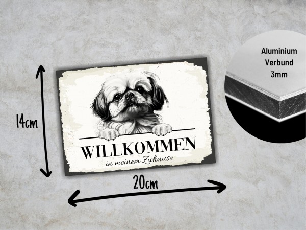 Hundeschild Willkommen Zuhause Pekinese Pekingese Schild Achtung Spruch