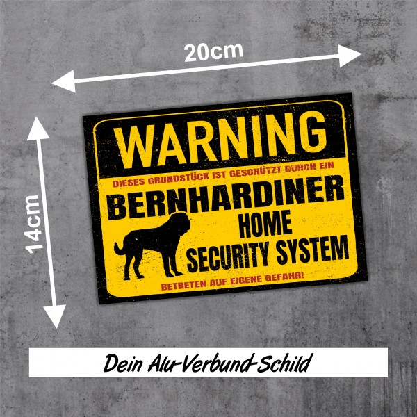 Bernhardiner Dog Schild Warning Security System Türschild Hundeschild Warnschild