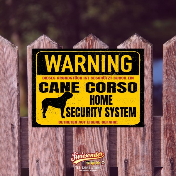 Cane Corso Italiano Dog Schild Warning Security System Türschild Hundeschild Warnschild Warnung