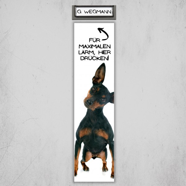 Zwergpinscher Pinscher Min Pin Miniature Mini Dog Türschild Warnschild Hundeschild Schildr happy Design by Siviwonder