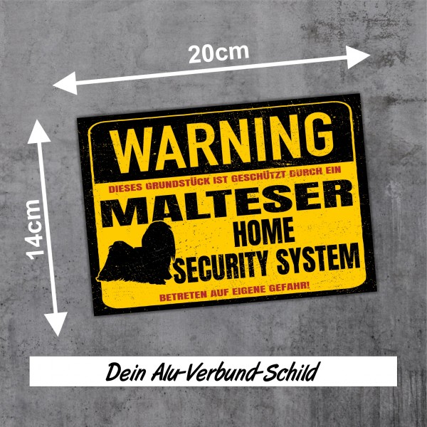 Malteser Türschild Warning Security System Warnschild Hund Schilder Hundeschild