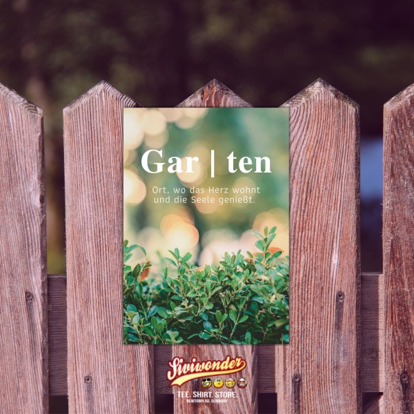 Garten Garten wo das Herz wohnt und die Seele genießt Sprüche Türschild Warnschild Schild happy Design by Siviwonder