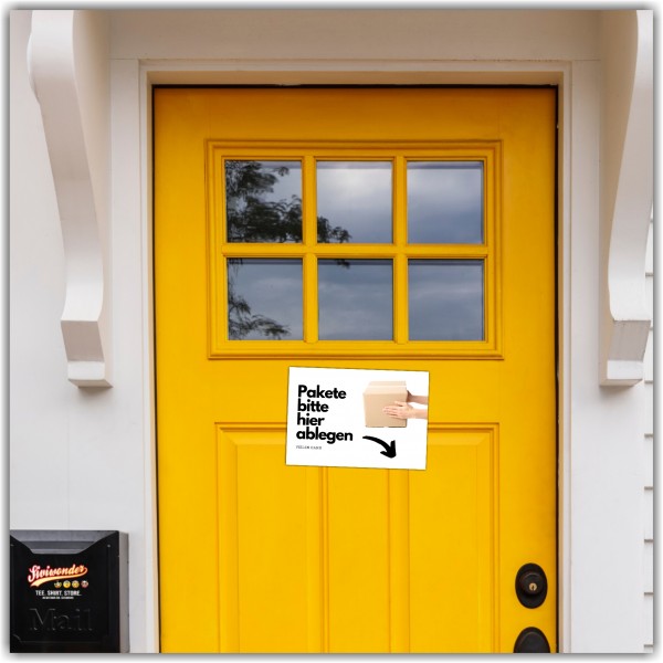 Pakete bitte hier ablegen Schild Versand - Abstellgenehmigung - Ablageort - Garage Spruch Türschild Warnschild Metallschild Ocean Sea