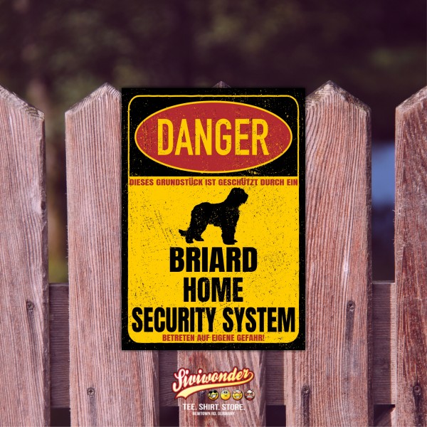 Briard Berger de Brie Dog Türschild Danger Security System Warnschild Hund Schilder Hundeschild happy Design by Siviwonder